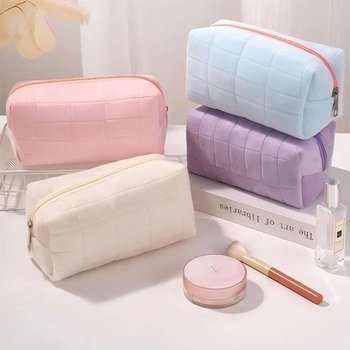 벨벳 지퍼 화장품파우치 여성 및 소녀용 소용량 패션스타일 벨벳파우치 테무파우치
