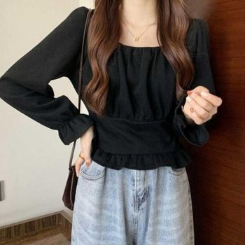 [MEN60250_62_62]간절기 출근 룩 스퀘어 긴팔 블라우스