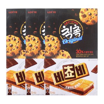 롯데 칙촉 오리지날 180g x 3개 + 오리온 비쵸비 125g x3개