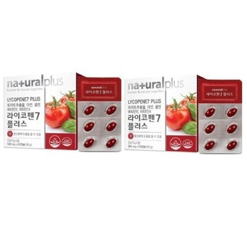 [내츄럴플러스] 내츄럴플러스 라이코펜7 플러스 500mgx60캡슐 1+1 총2개 총120캡슐 가족건강 학교 선물
