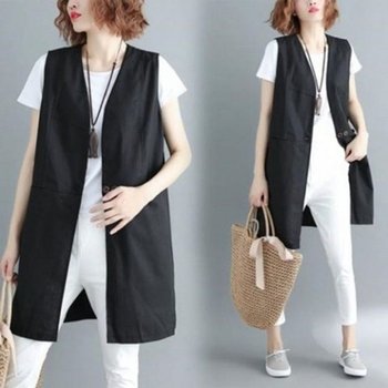 마조끼 세련된 롱조끼 Vest 노카라 베스트 F70430_19803975_667501