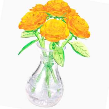 크리스탈 3D퍼즐 옐로우장미화병 컬렉션 촬영소품 스 조각맞추기 학습교재 혼자놀기 어른취미