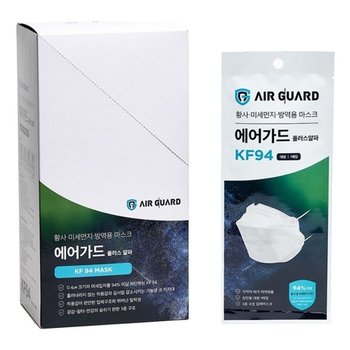 고품질 에어가드 플러스알파 KF94 마스크 대형 30매입 에어가드 KF94...