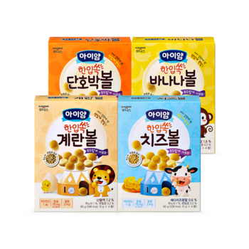 [비밀특가] 아이얌 한입쏙 볼과자 4종세트 (계란볼+치즈볼+야채볼+단호박볼)