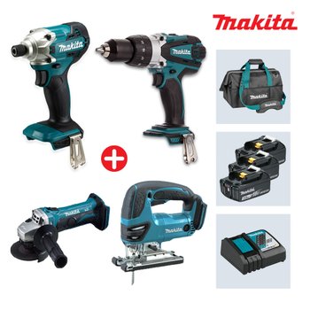 마끼다 DLX4029FR1 18V 3.0Ah 충전콤보세트 DTD156+DHP458+DGA402+DJV180 임팩드릴+함마+그라인