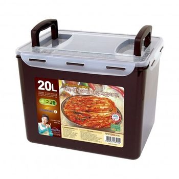 신혼집살림 쿨맥시2 직사각 밤색 20L 투핸들형 밀폐용기 김치통