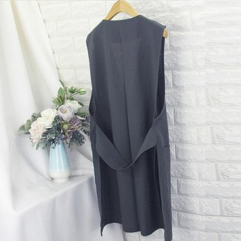 yru_린넨 뒷비죠 조끼 VOT사파리조끼면조끼롱베스트정장베스트