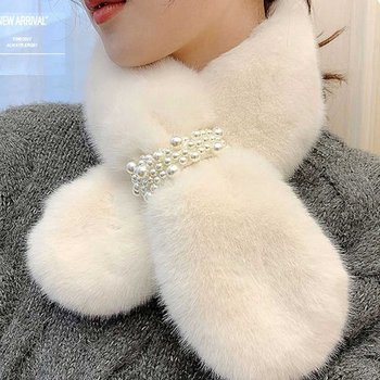 인생샷목도리 여자 겨울 데이트 룩 페이크 퍼 넥 워머 고리 머플러