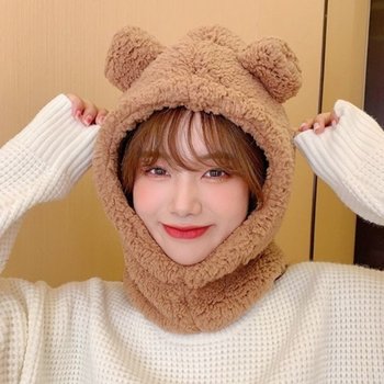 후리스 모자머플러 일체형 곰돌이모자 겨울모자 겨울 패딩후드워머 방한
