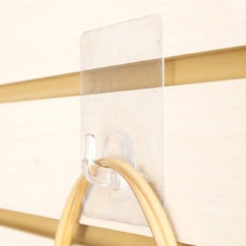 (사각 투명) 접착식고리 벽에붙이는 부착걸이 다용도 (WFHUBRK)