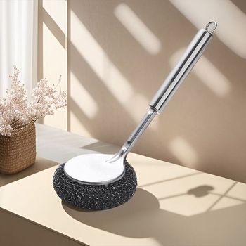 냄비롱브러쉬 위생적인 세정력 기름때 후라이팬 긴철수세미 편리한