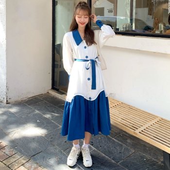 허그허그 / 어텀 실키 카라 셔츠 원피스