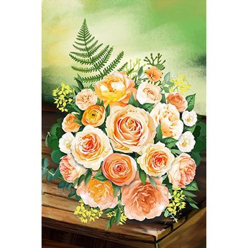 수예용품 아리따운 꽃다발 패브릭형 보석십자수 40x60