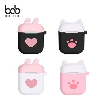 bob 큐티 쫑긋 에어팟 키링세트 실리콘 범퍼케이스 AirPods 1세대 2세대 유선 무선충전 호환