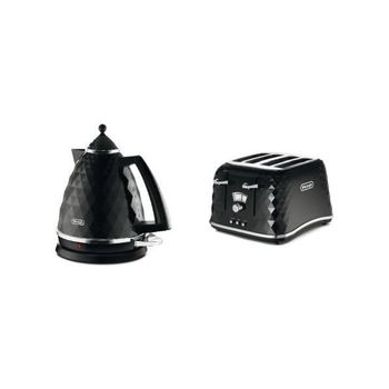 [해외] 영국 드롱기 토스터 DeLonghi Brillante Faceted Jug Kettle 3 KW - 블랙 CTJ4003.BK 4 Slice To