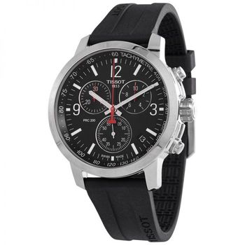 [해외] Tissot 티쏘 PRC 200 크로노그래프 쿼츠 블랙 다이얼 남성 시계 7903454