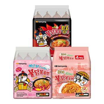 삼양 불닭볶음면 3종 혼합 12봉 (까르보불닭+로제불닭+불닭볶음탕면 각 4봉)
