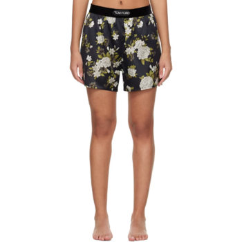 [해외] 톰포드 반바지 블랙 헨드릭스 실크 새틴 파자마 쇼츠 251076F088003