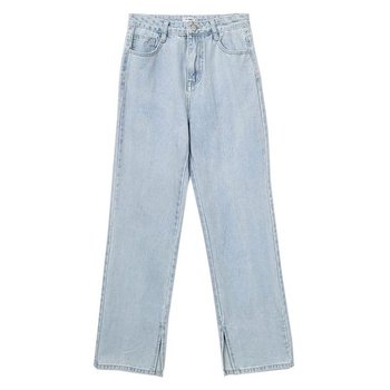 청바지 데님팬츠 여자 와이드핏 일자 끝단 트임 긴청 여름