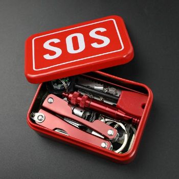 SOS 재난 비상 생존 서바이벌 키트 상자 도구 용품 6종 세트