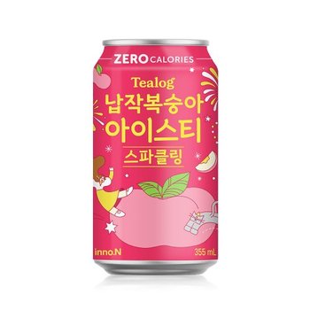 티로그 납작복숭아 아이스티 스파클링 제로 355ml x 48캔 / 제로칼로리 캔음료 탄산음료