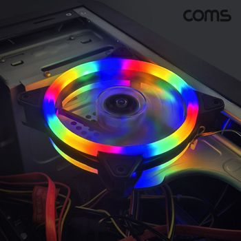 COMS 레인보우 LED 튜닝쿨러 PC 120mm 케이스 팬쿨러