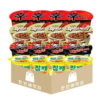 [한번에먹자] 컵라면 큰컵 4종 각 4개씩 / 신라면4+불닭볶음면4+참깨라면4+짜파 (S11763023)