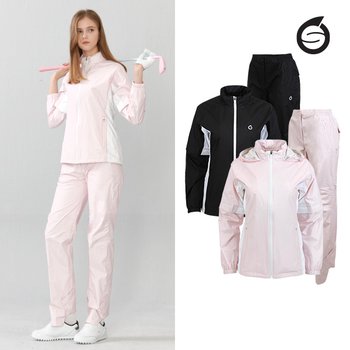 (HIT)선덜랜드 여성 배색블럭 골프 레인웨어/비옷 상/하의세트 - 16252RW29