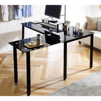 견고튼튼한 오피스사무용 8T강화유리 ㄱ자 책상1800 중견 DESK 회사용 대표실 L