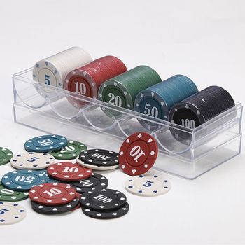 국제규격 카지노칩 포커칩 홀덤칩 라스베가스 마카오 100p + 아크릴 케이스 세트 B1064-O