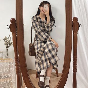 20대여성쇼핑몰 Katalog 여성 데일리 베이직 체크 원피스