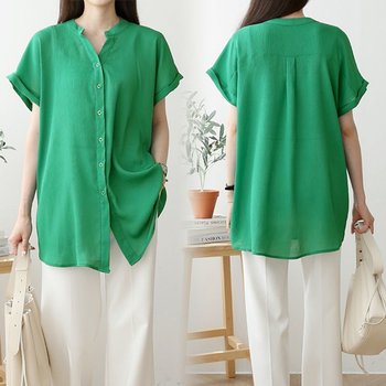 위쉬몰 BN 요요미롤업블라우스 K196H406  빅사이즈_P364329864