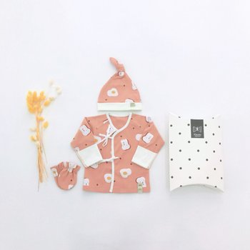 [메르베] 브런치베베 신생아 출산선물세트(배냇저고리+모자+손싸개)_사계절용
