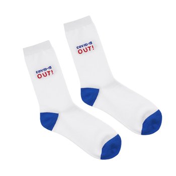 남녀공용 고급면 장목양말 코로나19 극복 화이트/블루