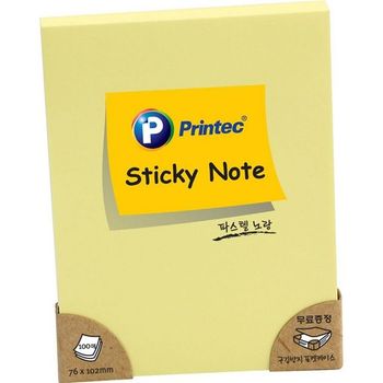 스티키노트 프린텍 76102Y 파스텔스티키노트 노랑 76x102