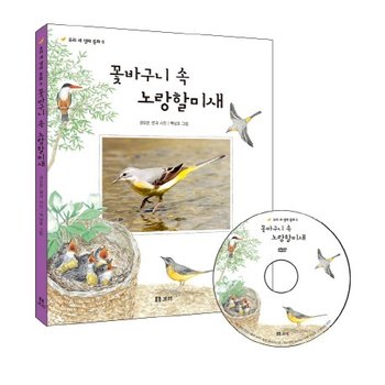 꽃바구니 속 노랑 할미새