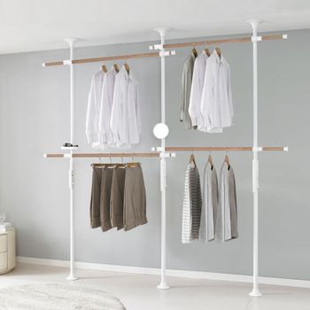 왕자 프리미엄 레버킹4단행거_화이트 앤 우드_1028-2[35105543]