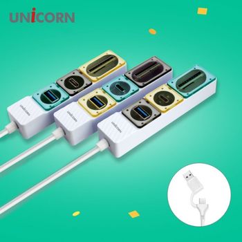 유니콘 <b>Gen2</b> <b>USB</b><b>3.1</b> 멀티<b>USB</b>허브 TF SD카드리더기 RHC-300C 케이블일체형 <b>USB</b>허브포트 스위치<b>USB</b>