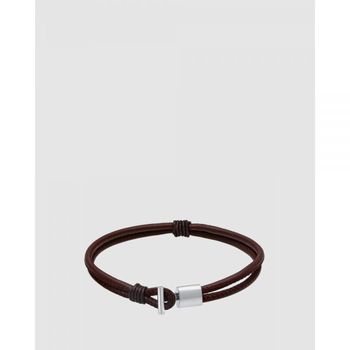 Kuzzoi 쿠조이 아이코닉 익스클루시브 - 남성용 팔찌 레이어 진짜 가죽 매듭 브라운, 925 스털링