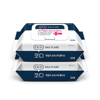 [신세계TV쇼핑]쌍용씨앤비 코디 데일리 손 소독 물티슈 캡형 50매 2팩