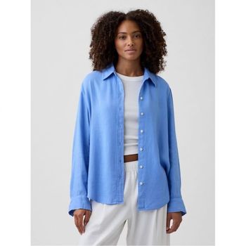 GAP 우먼 린넨 블렌드 이지 셔츠 Shirting 블루 11321137