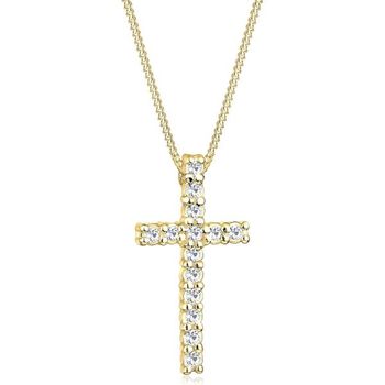 독일 엘리 목걸이 십자가 펜던트 925 스털링 실버 골드 도금 크리스탈 326943