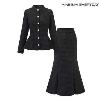 [미니멈 에브리데이]클래식 트위드 플레어 자켓 롱 스커트 셋업 (EB4OW026D-1)