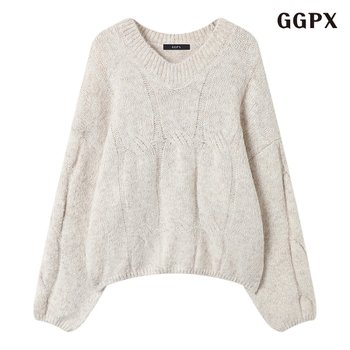 앙고라 꼬임 브이넥 긴팔 니트 (GPDKT034D)