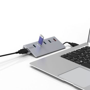 QC USB3.2 유전원 멀티 5포트허브 Gen2 PC연결 충전