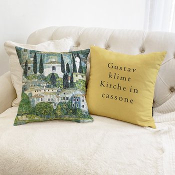 상상후 양면 쿠션커버+솜포함 45x45cm 클림트 칸소네의교회