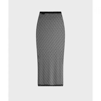 MARINE SERRE 여성 플림티 문 매쉬 플록 롱 스커트 블랙 PLUMETIS MOON MESH FLOCK LONG SKIRT B