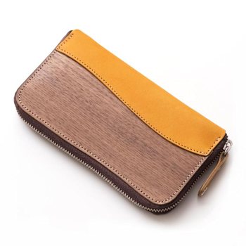 [해외] VARCO REAL WOOD 라운드 Zip 지갑 NE 겨자