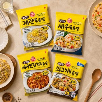 오뚜기 맛있는 볶음밥 450g 4종 세트 (계란 1 + 베이컨김치 1 + 새우 1 + 쇠고기 1)