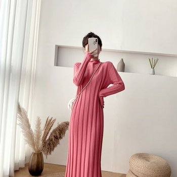 빅골지 아이보리 빅골지니트원피스 핑크 니트원피스 (WD8CBA3)